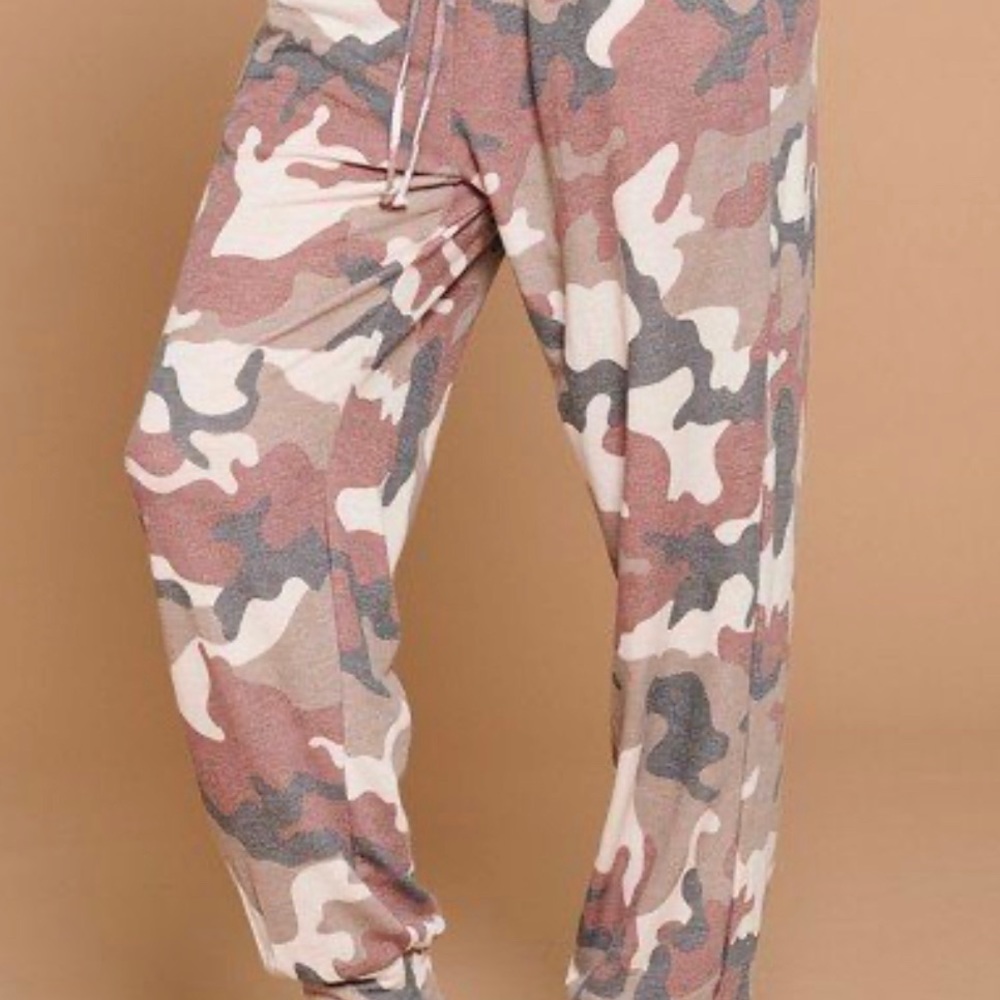 Pink camouflage joggers